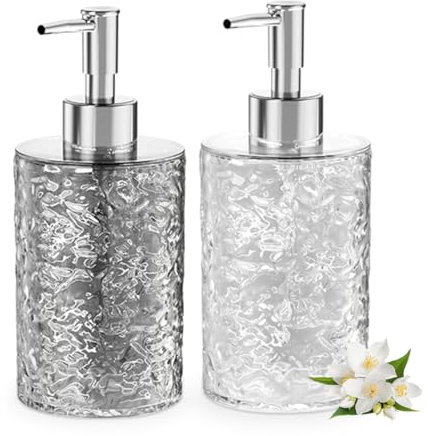 TIE-DailyNec 2 Stück Kunststoff-Seifenspender, 400 ml Spülmittelspender, Leere, wiederbefüllbare Kunststoff-Lotionpumpflaschen für Küche, Badezimmer, Handseife, Spülmittel