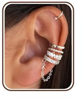Adramata 5Pcs Ear Cuff Faux Piercing Oreille pour Femme Manchettes d'Oreille Hypoallergénique Clips Oreilles Non Percées Ajustable Boucle Oreille Sans Trou pour Cartilage Helix Plaqué Or/Argent