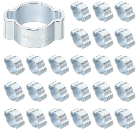 PATIKIL 36 Pcs Double Ear Hose Clamp, 9-11mm Zinc Plated Steel O Clip Crimp Rings, Pipe Clamps for Fuel Petrol Pipe Tube Fitting Connections
