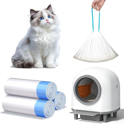 RWSRW 3 stycken XXXL kattbajspåsar med dragband, kattsandspåse, kattlåda, självrengörande katter, hygienväska för enkelt byte av kattströ 640 x 340 mm