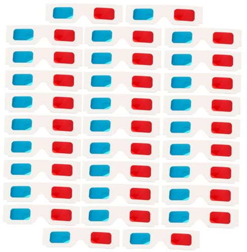 Toyvian Anaglifi Confezione Rosso e Blu Portatili 3d 60 Pezzi in Carta Occhiali per Cinema e Film, per Tutte le Età
