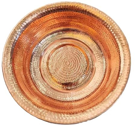 Bacino di Rame Martellato a Mano, Ciotola Portatile Pedicura di Rame, Ciotola al Fuoco Camping Picnic, finitura Oro, per Festa di Matrimonio, Lavaggio Viso(41cm)