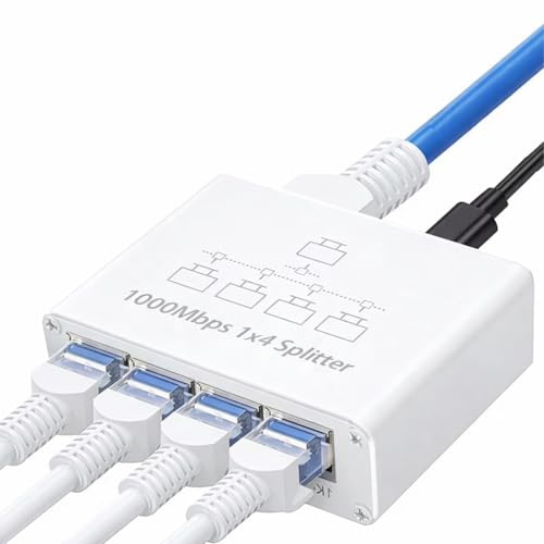 Switch Ethernet 4 Ports Gigabit 1000Mbps – Multiprise RJ45 / Répartiteur Câble Ethernet, Compatible Cat8/7/6/5e/5, Plug & Play pour Routeur, PC, Mac, PS5, PS4, TV Box, Connexion Stable Multi-Appareils