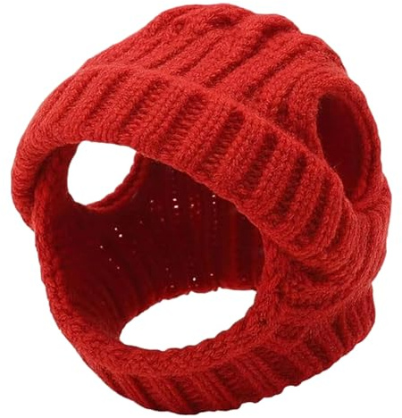 Knitted Puppy Hat - Soft Breathable Pet Headwear with Ear Openings, Winter Animal Cap, Cute Costume Accessory, Comfortable Stretch Fabric Apparel | Charming Holiday Outfit for Birthday Party