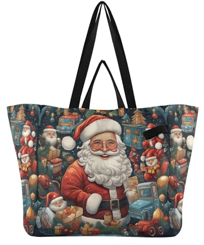 DDDIYEU Weihnachts Mann Weihnachten Wasserdichte Strandtasche,Reisetasche Einkaufstasche für Damen
