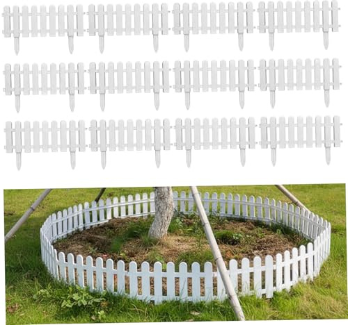 12 pezzi di staccionata bianca da 50, 8 x 20, 3 cm, con inserto decorativo in plastica, per recinzioni da giardino, per prato, paesaggistica, aiuole, bordi di piante
