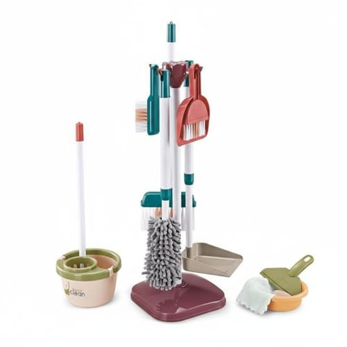 Fonowx Children Vacuum Cleaner Toy with Mop Broom Dustpan Brushes Educational Pretend Cleaning Holder Realistic Kids Playset Suitable for Learning Role Play Home Cleaning , SET 667-59