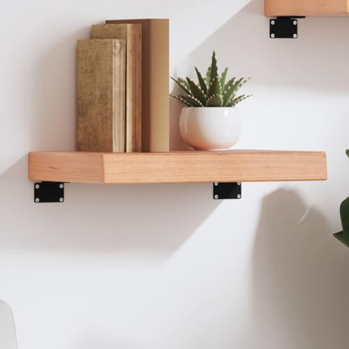 Traylux Vägghylla av massiv ek ljusbrun 40 x 20 x 6 cm naturkant med lasyr som väggskiva för ordning bokhylla och dekorativ hylla