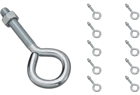 National Hardware N347-252 2160 Zinc Plated Steel Eye Bolts 10-Pack 3/8 in x 4 in with 160 lbs Safe Working Load for Home Industrial Interior Exterior Applications