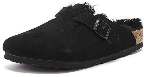 Birkenstock Classic Boston Lammfell 259881, Clogs, Schwarz (Schwarz 49), 40 EU (7 UK)