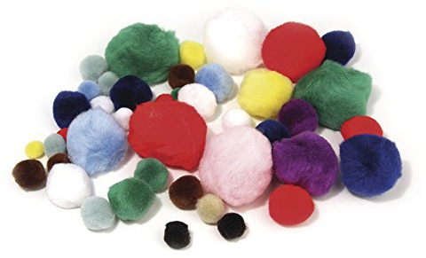 Rayher 7657449 Pompons, SB-Btl. 100 Stück, Farben + Größen sortiert