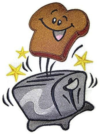 Lets go Outback for BBQ Apron Design [Toaster with Happy Toast] Embroidered Iron On/Sew Patch [6.14 X 4.83]Made in USA]