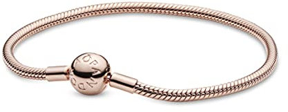 PANDORA Moments Women's 14k Rose Gold-Plated Snake Chain Bracelet for Charms, Size 19, No Box