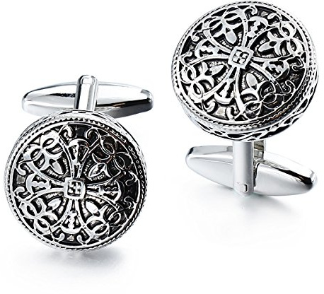 HAWSON Vintage Cufflinks for Men Shirt Retro Flower Pattern - Best Wedding Business Gifts for Men with Box
