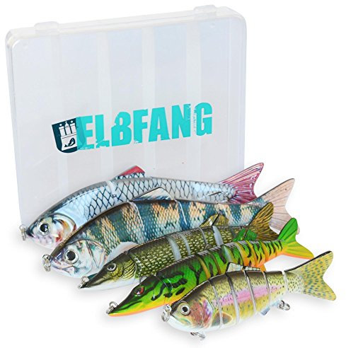 ELBFANG HECHT WOBBLER Kunst-KÖDER-Set | 5 STÜCK MIT KÖDER-Box | Swimbaits Jerbaits zum Hecht Angeln