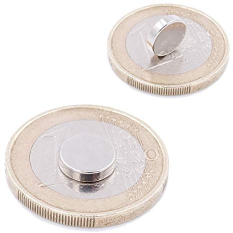 Brudazon | 100 Scheiben-Magnete 8x2mm | N52 Güteklasse - Neodym-Magnete | Ideal für Modellbau, Foto, Whiteboard, Werkstatt, Kühlschrank | Magnetscheibe