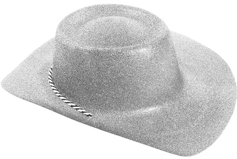 Silver glitter cowgirlhattar – paket med 6 – maskeradtillbehör perfekt för möhippa cowboy kostymer scenshow dansshower