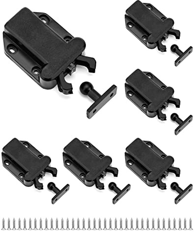 QWORK® Türriegel mit Touch Entriegelung, Schieberiegel mit automatischer Pop-Up-Funktion, Schränke, Türen, magnetische Touch-Riegel für Schublade, 6 Stück