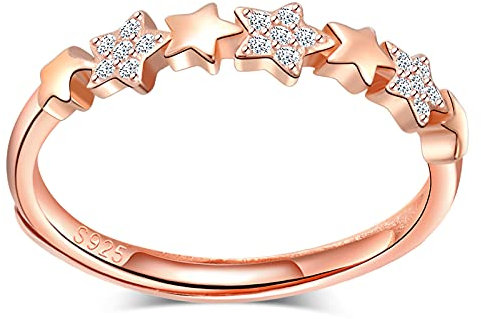 CPSLOVE Damen Mädchen Ringe, 925 Silber ringe, Eingelegter Zirkon, diamant-stern ringe, Schwanzring, Ringe öffnen, Einstellbare Größe, Hochzeitsring, Verlobungsring, Geeigneter Fingerumfang: 49-57mm