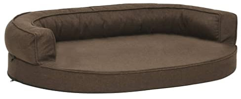 vidaXL Hundematratze Ergonomisch 75x53cm Leinenoptik Braun Hundebett Hundesofa