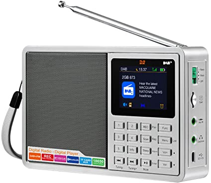 ZXNQ Radio portátil FM Dab estéreo/Altavoz multibanda RDS, con Pantalla LCD/batería de Litio de 2200 mAh, Compatible con Reloj Despertador/Tarjeta Micro SD/TF