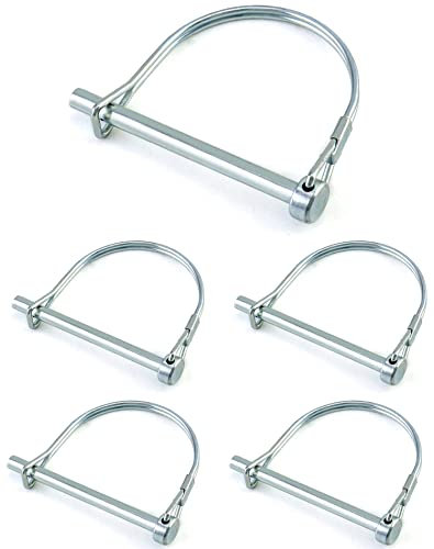 QWORK® 5 Pezzi Perno di Bloccaggi a Forma D, Perno di Sicurezza in Acciaio al Carbonio 1/4” per Prato Giardino Fattoria Rimorchi - 6 x 70 mm