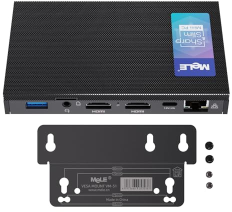 Mele Quieter 3Q Lüfterloser Mini-PC N5105 / N5100, Kleiner Computer, LPDDR4, Win11, Dual HDMI 4K, 2,4G/5G Wi-Fi 5, Gigabit Ethernet, BT 5.1, USB 3.2 * 4, SSD, VESA-Halterung (8G /256G)