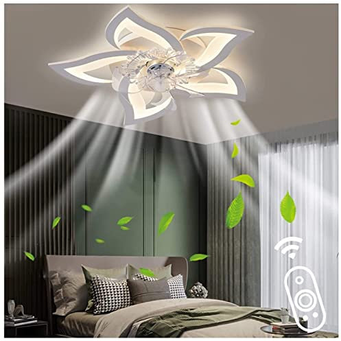 VVLXRIC Ceiling Fan Flower Shape - LED Ceiling Fan Lamp Flower Shape Bedroom Ceiling Lamp Fan Lights Remote Control Dimmable Timing Universal Remote For Ceiling Fan 50W 27.2in5in