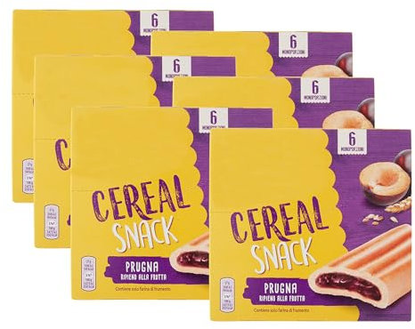 6X Cereal Snack Barretta Biscotto ai Cereali con Farcitura alla Prugna 162g [6 Confezioni]