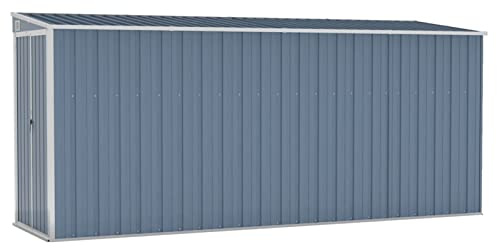 Capanno da Giardino a Parete, Porta a Doppia Apertura, 118 x 382 x 178 cm, Acciaio zincato, per Utensili e mobili da Esterno