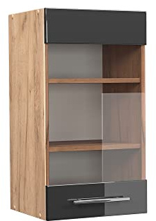 Vicco Mobile da cucina in vetro Fame-Line, Antracite lucido, 40 cm, per la combinazione con altri moduli della serie Fame-Line