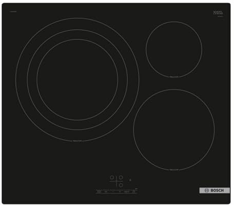 Bosch - Placa de Inducción, Encastrable, 60 cm, 3 zonas,17 Niveles de Potencia, Inicio rápido, TouchSelect, Negro, PID61RBB5E