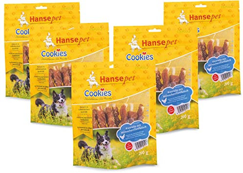 Hähnchenfilet Stangen für den Hund - 5 x 200 g - schonend getrocknet - fettarm - gut bekömmlich ca. 12 cm