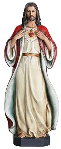 BC BUILDCLASSIC Sacred Heart of Jesus Figure, Jesus Statues, Catholic Gifts 10 inches H, Hand Painted