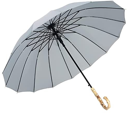 UTOQIA Umbrellas Umbrella Rain Umbrellas Golf Umbrella Windproof Sun Travel Bamboo Handle Umbrella Simple And Stylish Large Umbrellas For Men And Women Windproof (Color : Gray, Size : 96 * 84cm)