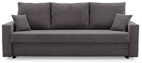 Couch Aikido I 223x90 - mit schlaffunktion - Farben zur Auswahl - modernen Couch - mit Bettkasten - Moderner Cordstoff - Stoff POSO (POSO 022)