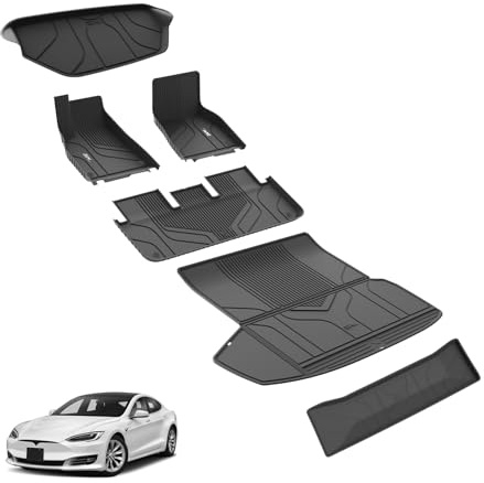 3W für Tesla Model S 2022-2026 6-teilig Fußmatten & Kofferraumwanne | TPE Thorex™ Allwetter, 3D Maßgeschneiderte Passform, Hundefreundlich Auto Zubehör, Wasserdicht & Kratzfest, Antirutsch