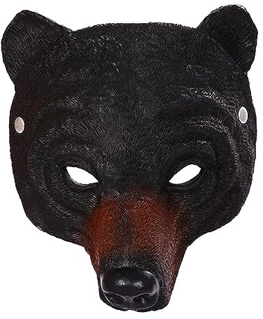 YJZQ Halloween Masque Ours - PU Masque Cosplay Bal - Tête d'Ours Réaliste Demi-Visage Unisexe - Couvre Tout pour Petit Visage