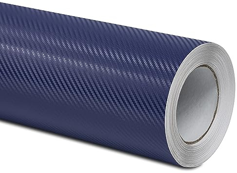 Folindo® Autofolie 3D Carbon Folie Auto Dunkel Blau (12€/m²) | 200 x 152 cm | Carbonfolie für Innenraum & außen | Selbstklebende Matt Glanz Luftkanal Folie zur Auto Folierung | Blasenfrei