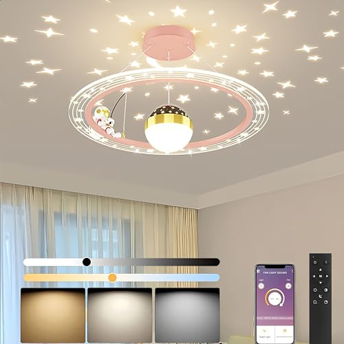 TRUYOK LED Kinderzimmer Deckenleuchte mit Fernbedienung und APP Modern Dimmbar Deckenlampe 40W Junge Mädchen Pendelleuchte für Babyzimmer Schlafzimmer Wohnzimmer Hotel Kinderlampe