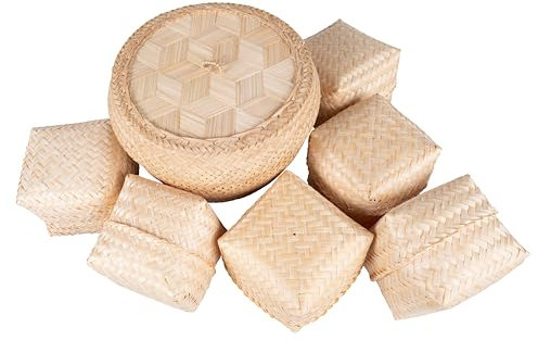 CCcollections Sticky Rice Bamboo Baskets | Traditional Handmade Sticky Rice Basket | Premium Bamboo Rice Steamer for Home & Restaurant