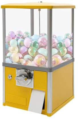 LMYYDES Chewing Gum Machine for Sweets, Vending Machines for Companies, Dispenser for Toy Machines, Capsule Machine with Locks for Capsule with 4.5-5.5 cm,Yellow