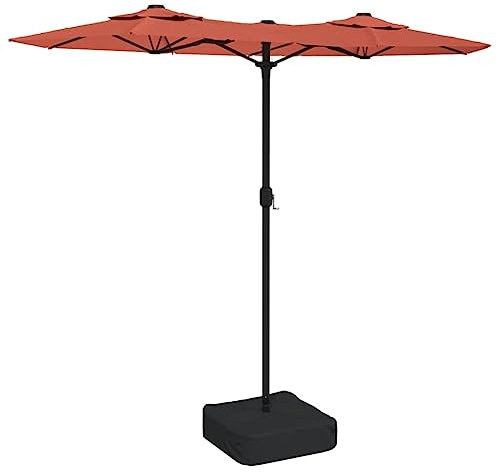 Homgoday Ombrellone,Ombrellone a Doppia Testa con LED Terracotta 316x240 cm,Ombrellone, Ombrelloni, Ombrellone da Giardino, Ombrelloni da Esterno, Ombrellone Spiaggia, Ombrellone da Antivento x