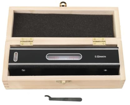 SUDEG Niveau à eau Mécanique,Niveau à eau Cadre,Niveau à bulle,Niveau à eau de Précision avec Coffret en Bois, Précision : 0,02mm/m,Longueur : 200 mm