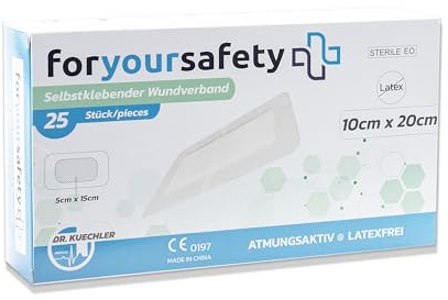Dr. Kuechler Medical FORYOURSAFETY Wundpflaster-besonders hautfreundlich-einzeln steril verpackt-Pflaster latexfrei, ausgezeichnet haftend, für privat, Ärzte, Krankenhäuser