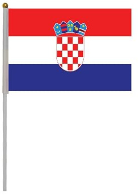 20 Stück Kroatien-Handkurbelfahnen für Nationalfeiertag, Party, Paraden, Handflagge, Kroatien, Sportveranstaltungen, Dekoration von Bars Flaggen Kroatien, Kroatien Flaggen
