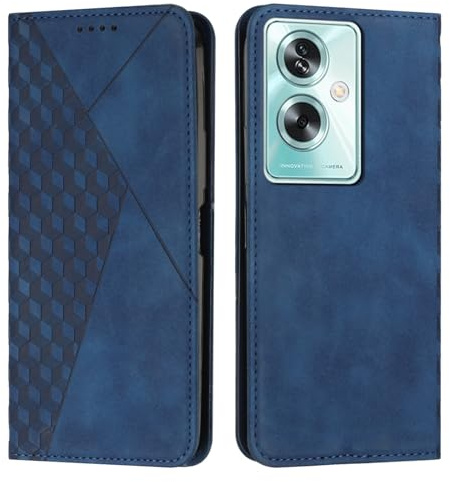 KOUYI Compatible con OPPO A79 5G Funda de teléfono, Ranura para Tarjetas Plegable de Cuero sintético PU, Soporte con Cierre magnético, Fundas a Prueba de Golpes (Azul)