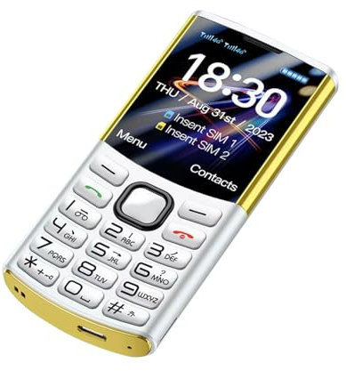 OZTYSGXM Telefono Cellulare Anziano Multifunzione, Telefono Big Pulsante Cellulare Dual SIM+Funzione SOS/One Toup Composizione Vocia Voce+LED Flash Facile Usare per Anziani, Studenti,White