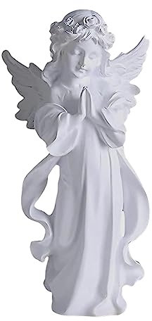 Heart Tong Angel Figurines Decorations, Angel Statues, White Resin Figure, for Cemetery Decoration and Home, Garden Decoration, Grave Decoration, Weddings, Christmas and More (Large)