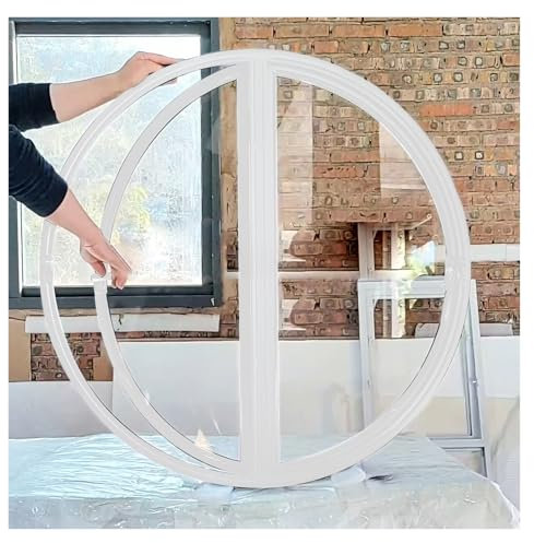 Fenetre Fenêtres coulissantes Grandes fenêtres de remise en aluminium semi-circulaires ouvertes, Petites fenêtres de maison encastrées de remplacement rotatives verrouillables pour couloir(White,24in/